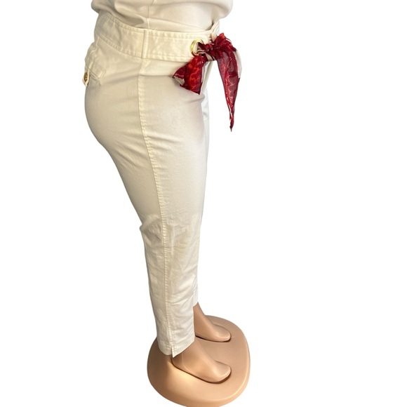 3/$30 🍂 Zara White Cropped Pants with Red Scarf Tie - Picture 5 of 8